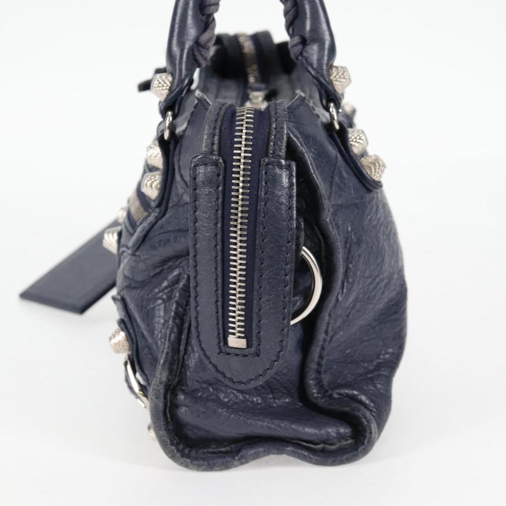 Navy Leather Balenciaga City