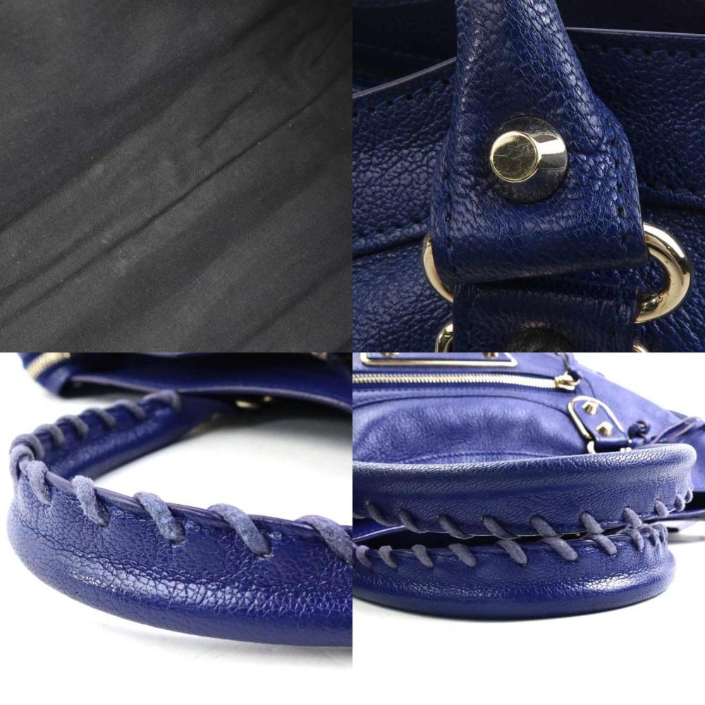Navy Leather Balenciaga Shoulder Bag