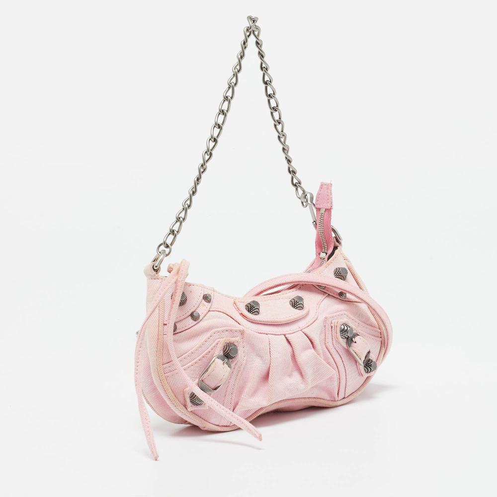 Pink Denim Balenciaga Shoulder Bag