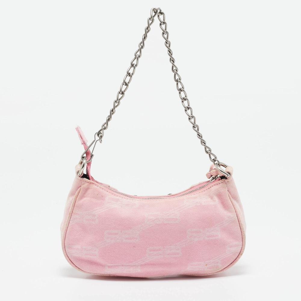 Pink Denim Balenciaga Shoulder Bag