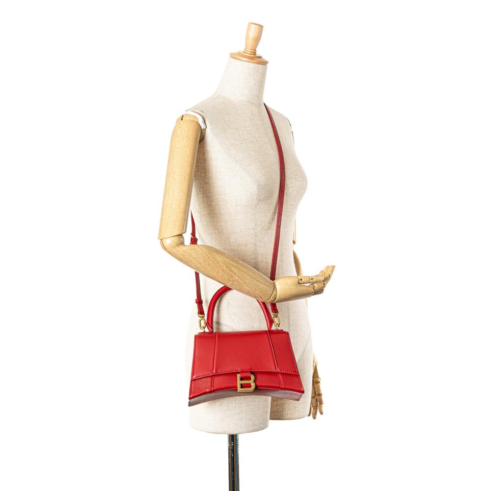 Red Leather Balenciaga Hourglass