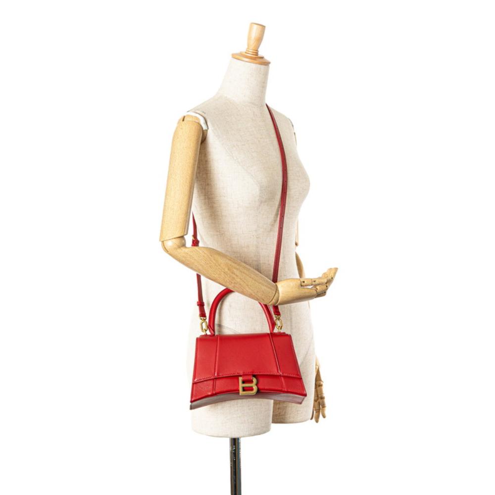 Red Leather Balenciaga Hourglass