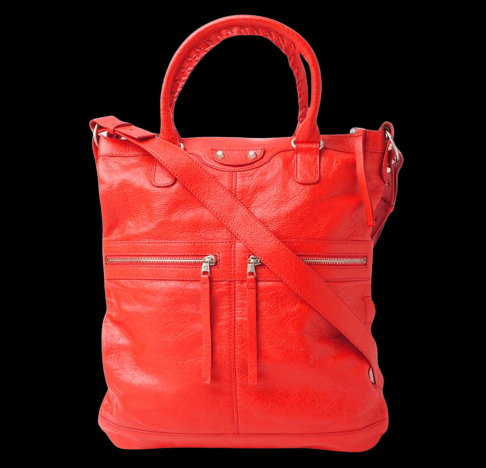 Red Leather Balenciaga Tote