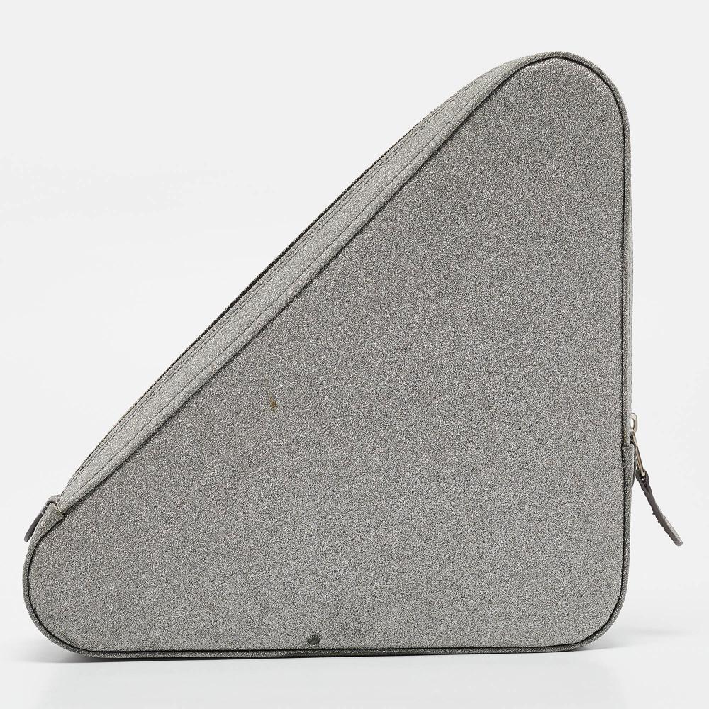Silver Leather Balenciaga Clutch