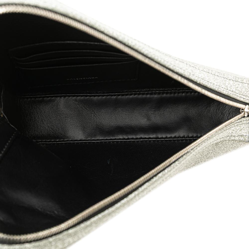 Silver Leather Balenciaga Clutch