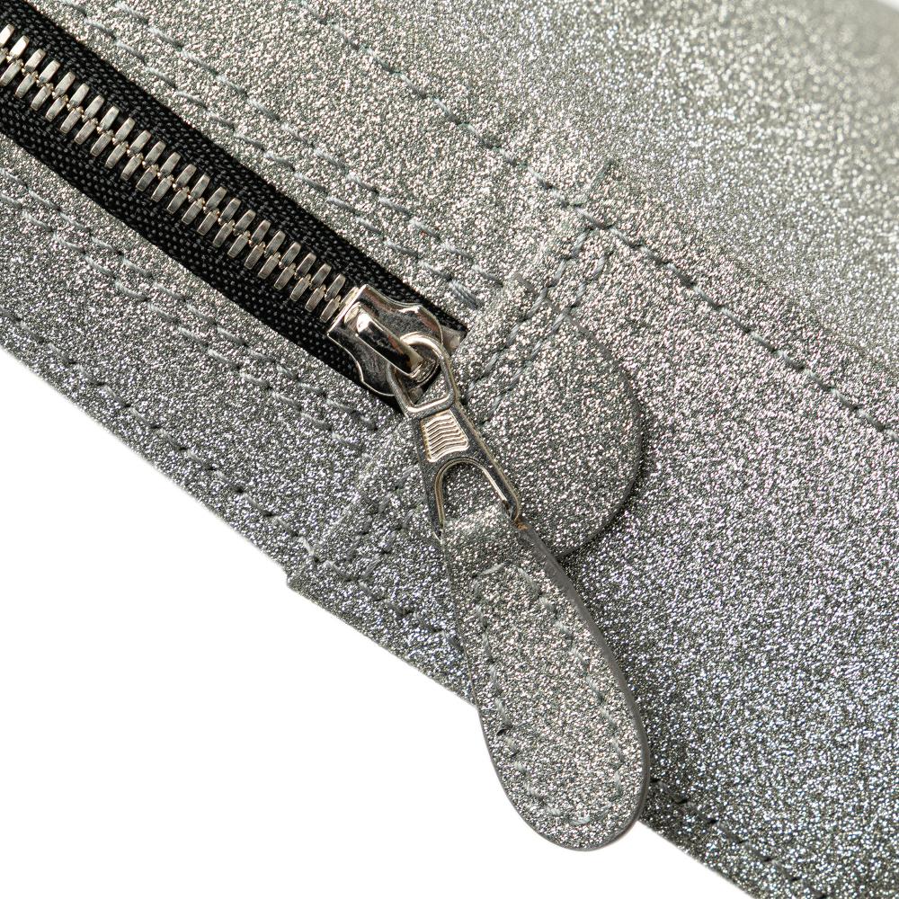 Silver Leather Balenciaga Clutch