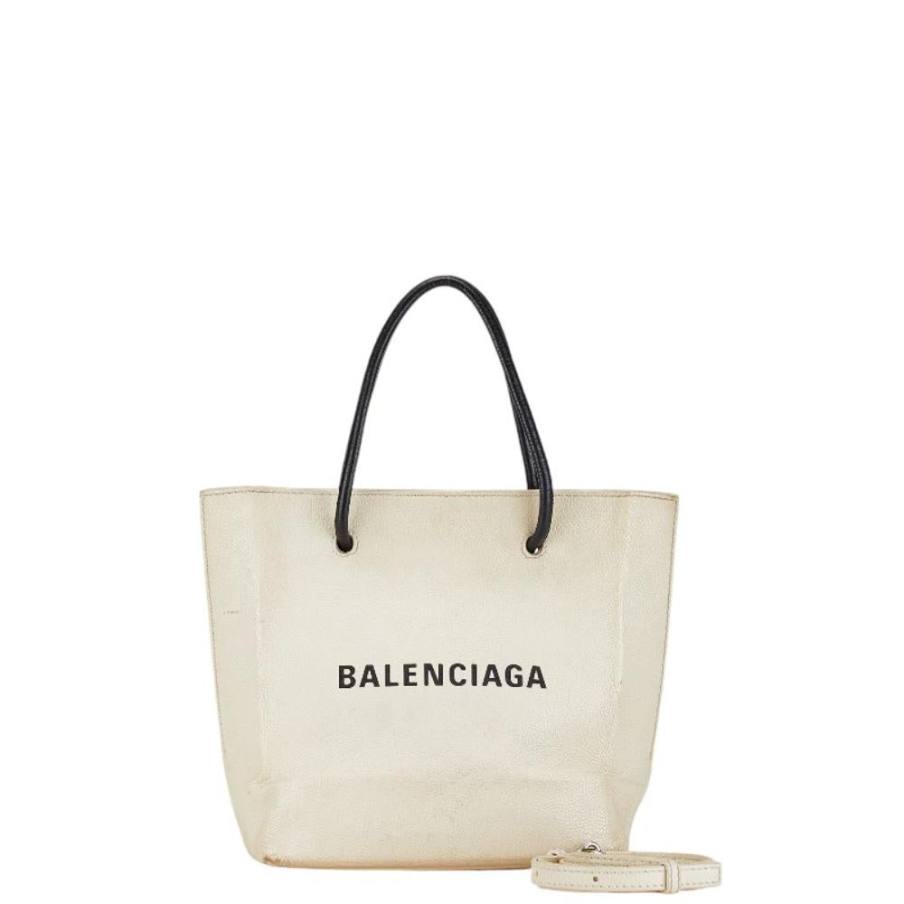 White Leather Balenciaga Tote