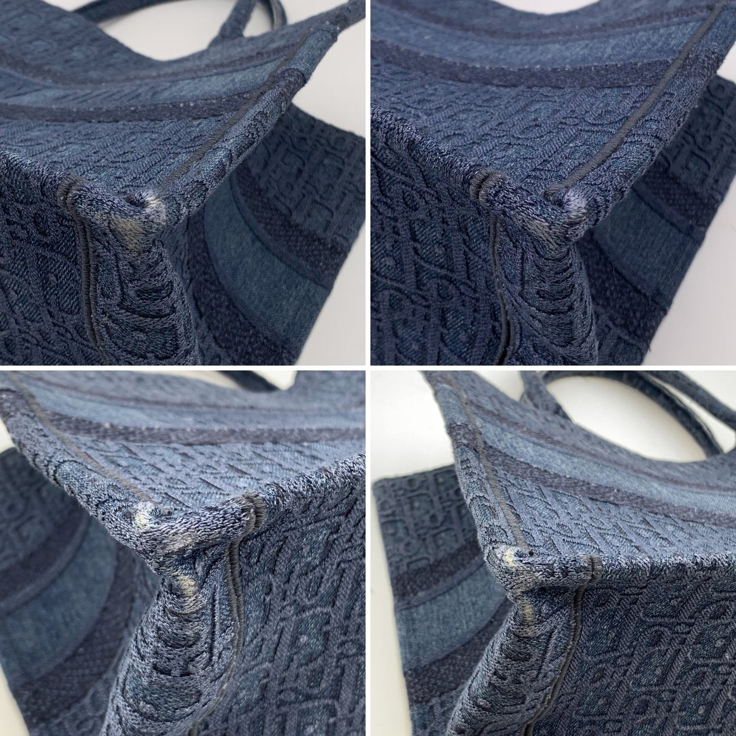 CHRISTIAN DIOR Blue Denim Oblique Medium Book Tote Bag Handbag