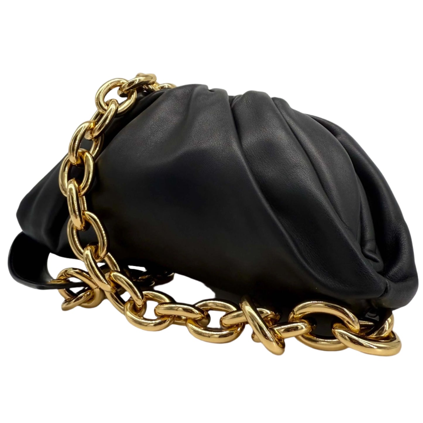 Bottega Veneta The Pouch Chain – Calfskin Leather with Gold Chain Strap