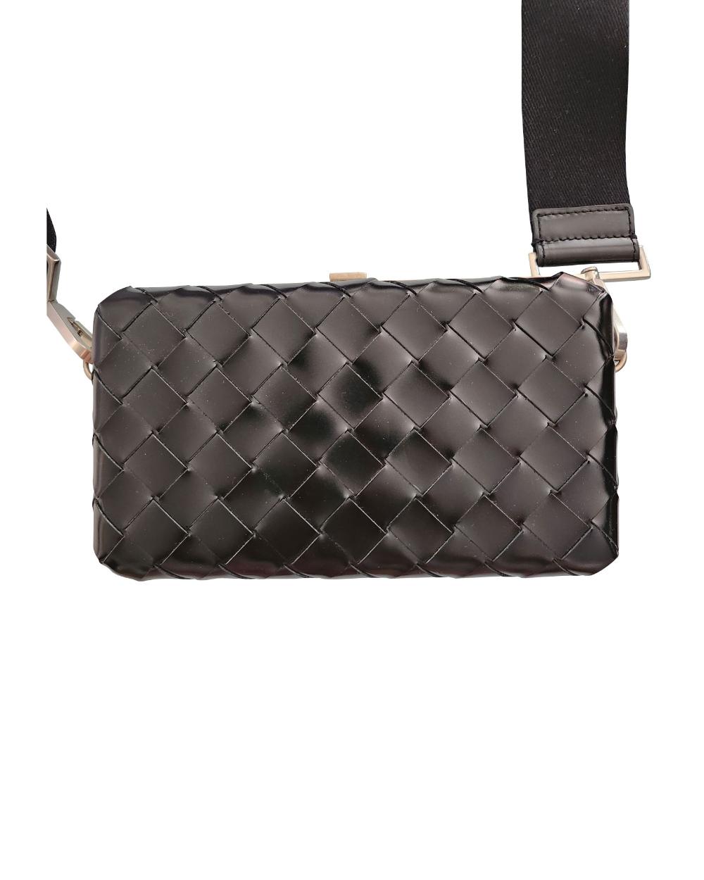 Black Leather Bottega Veneta Crossbody Bag