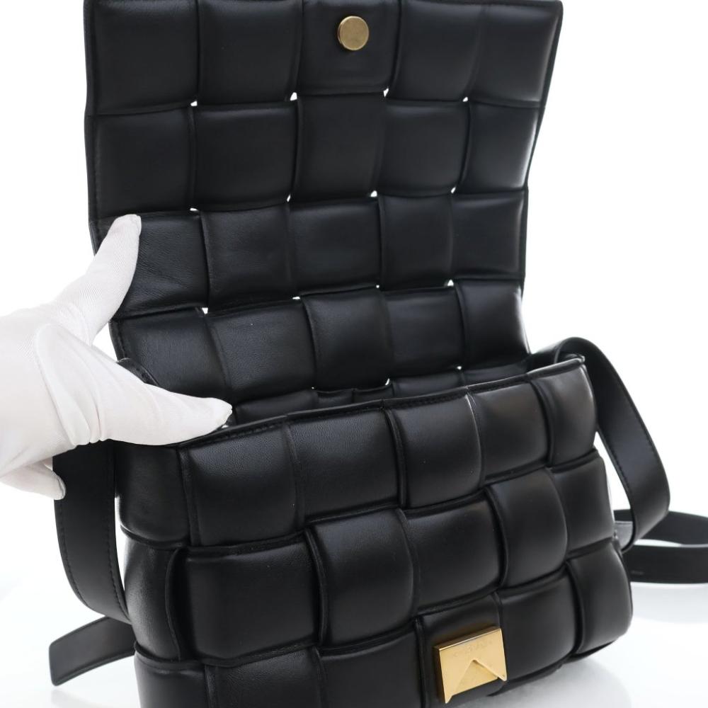Black Leather Bottega Veneta Crossbody Bag