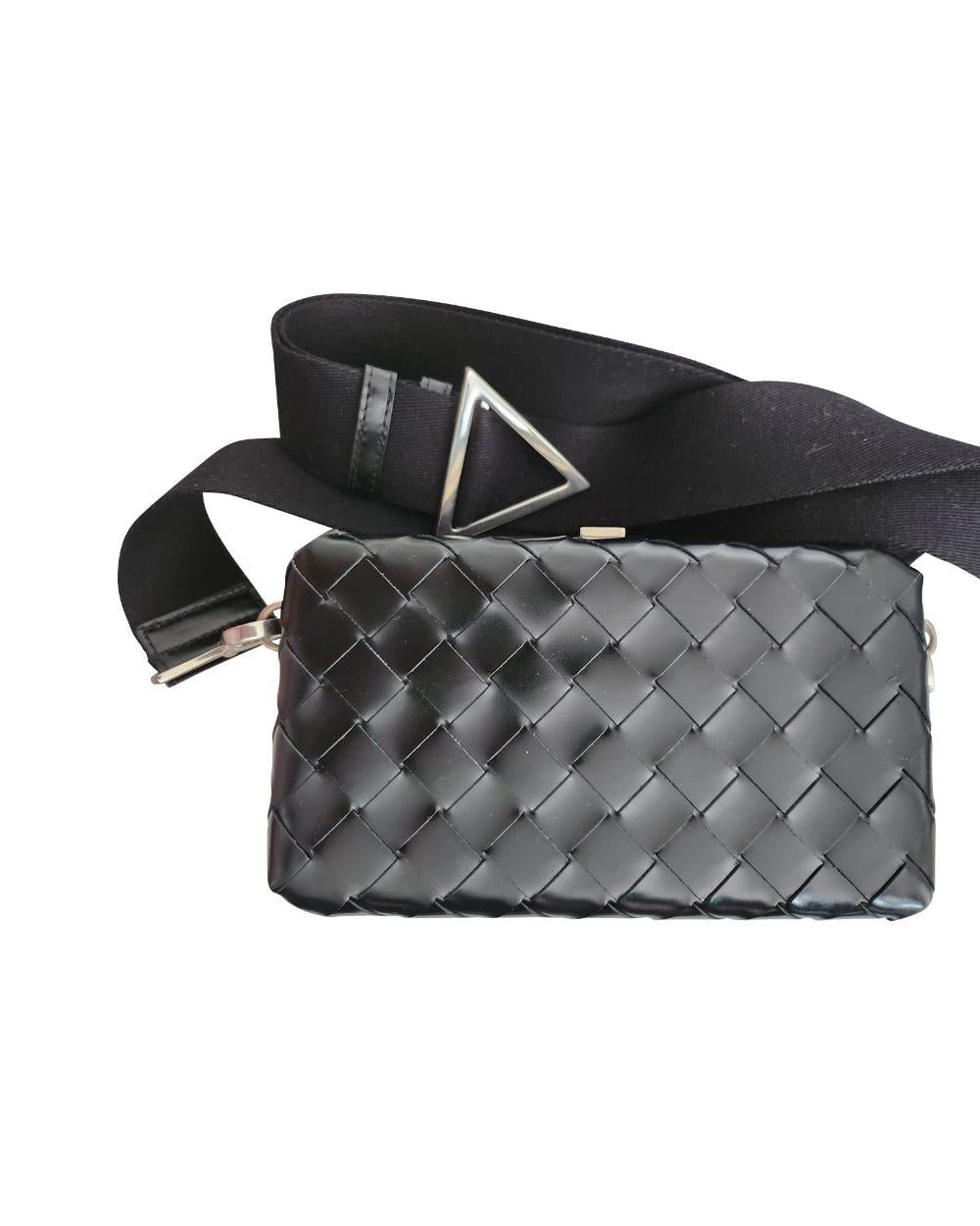 Black Leather Bottega Veneta Crossbody Bag