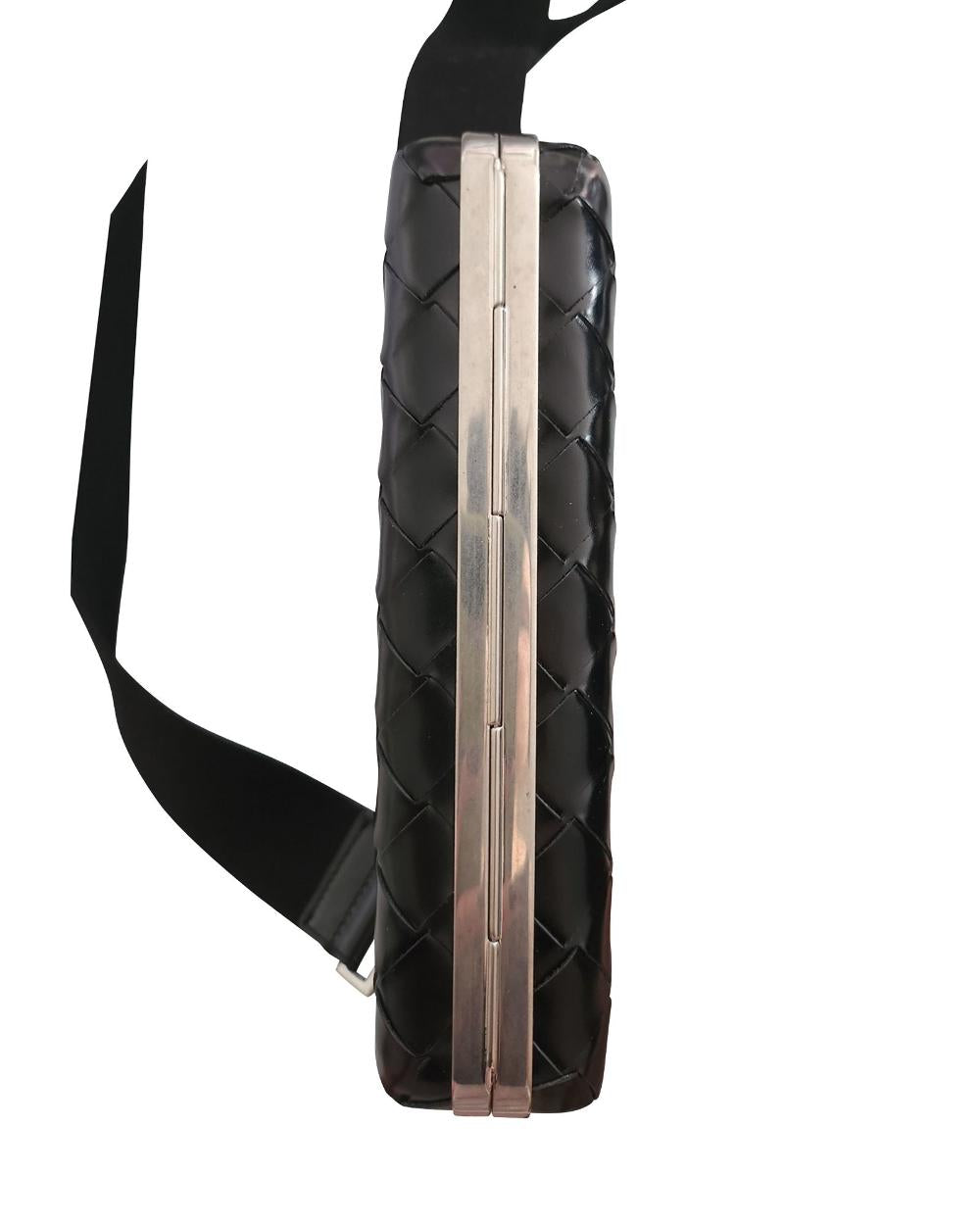 Black Leather Bottega Veneta Crossbody Bag