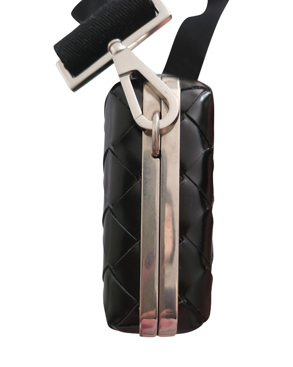 Black Leather Bottega Veneta Crossbody Bag