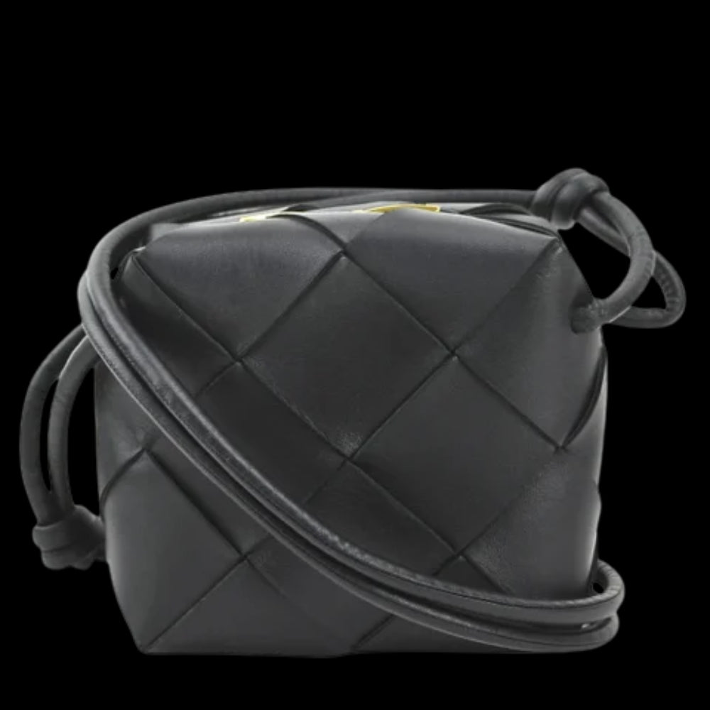 Black Leather Bottega Veneta Cassette Bag