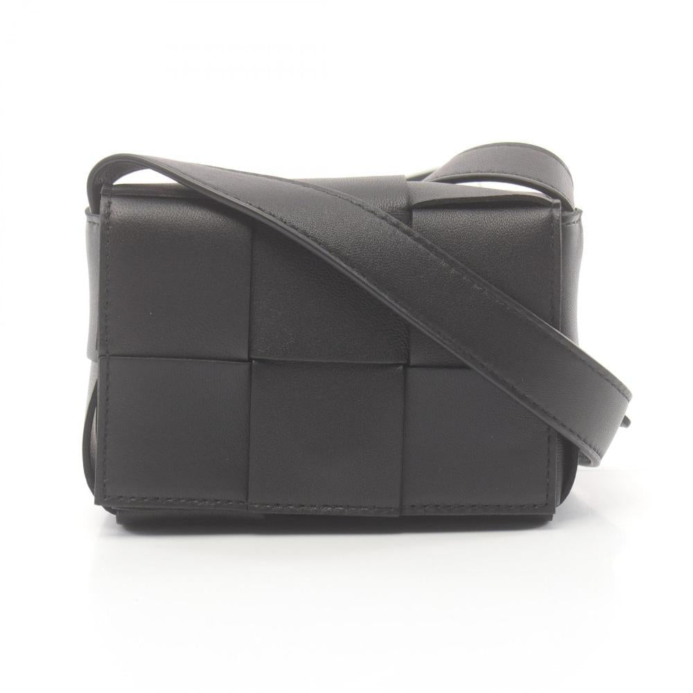 Black Leather Bottega Veneta Crossbody Bag