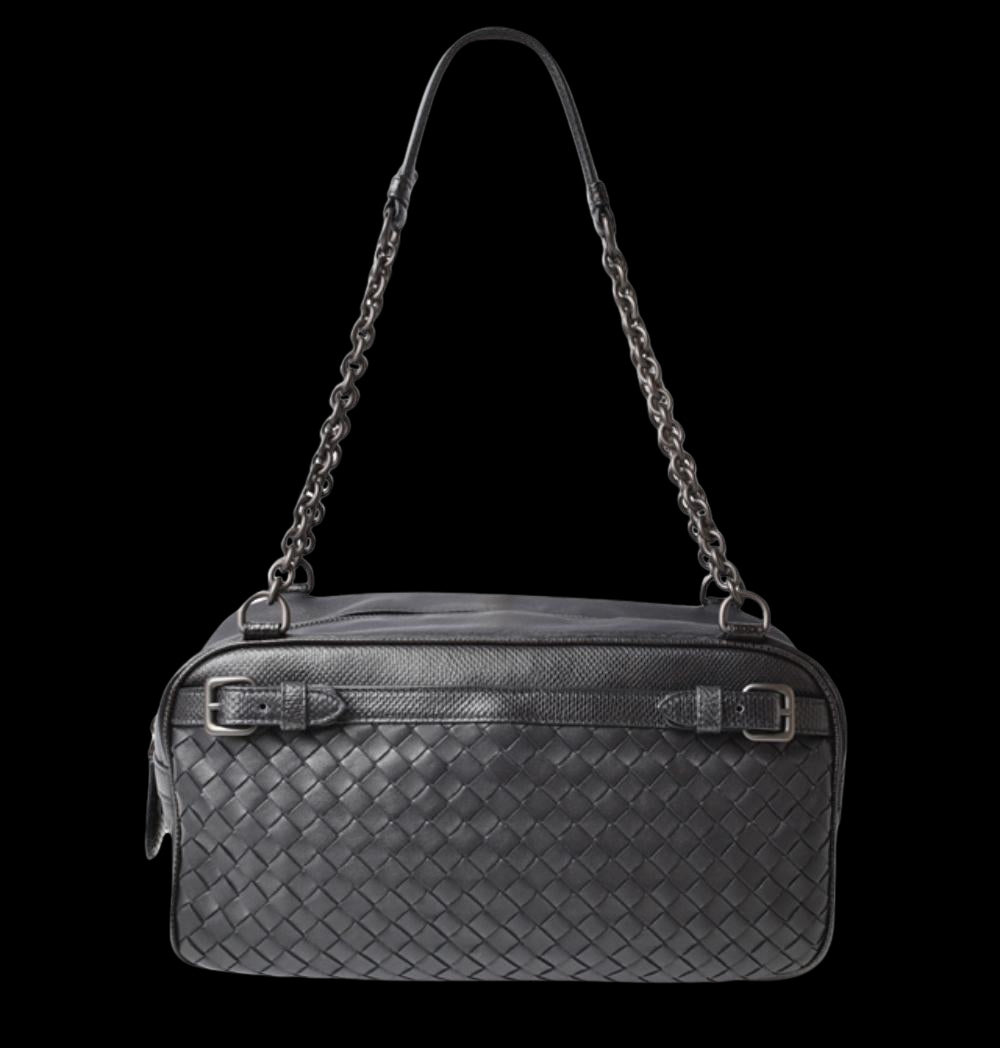 Black Leather Bottega Veneta Shoulder Bag