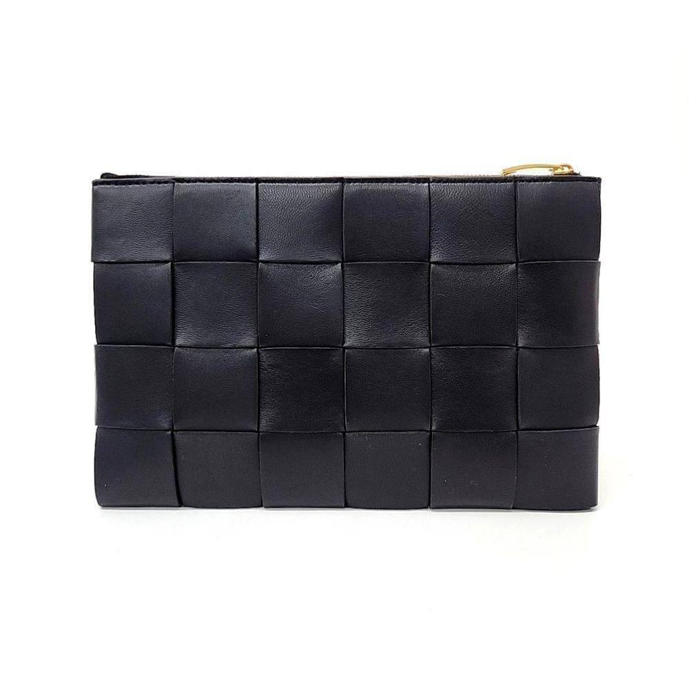 Black Leather Bottega Veneta Clutch