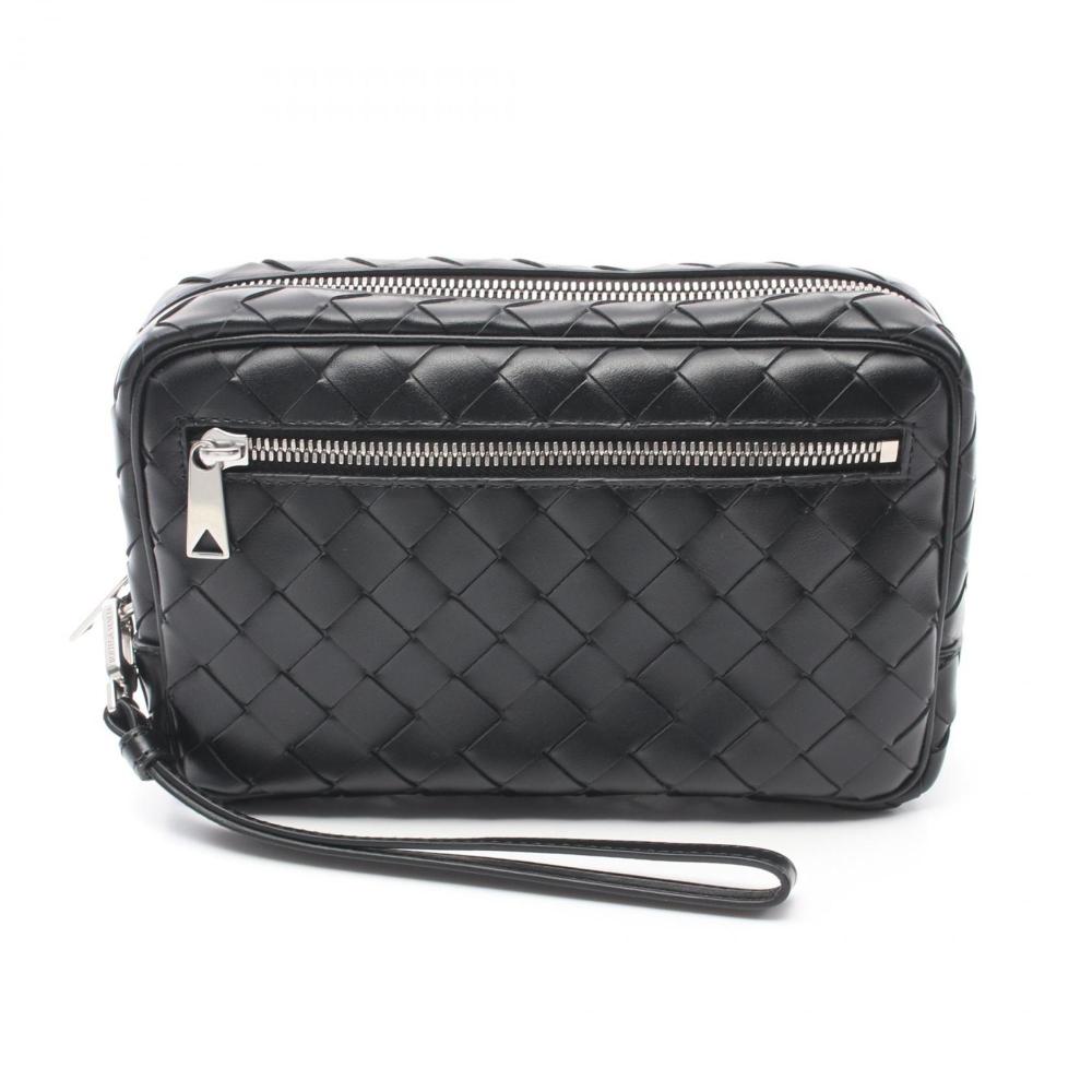 Black Leather Bottega Veneta Pouches