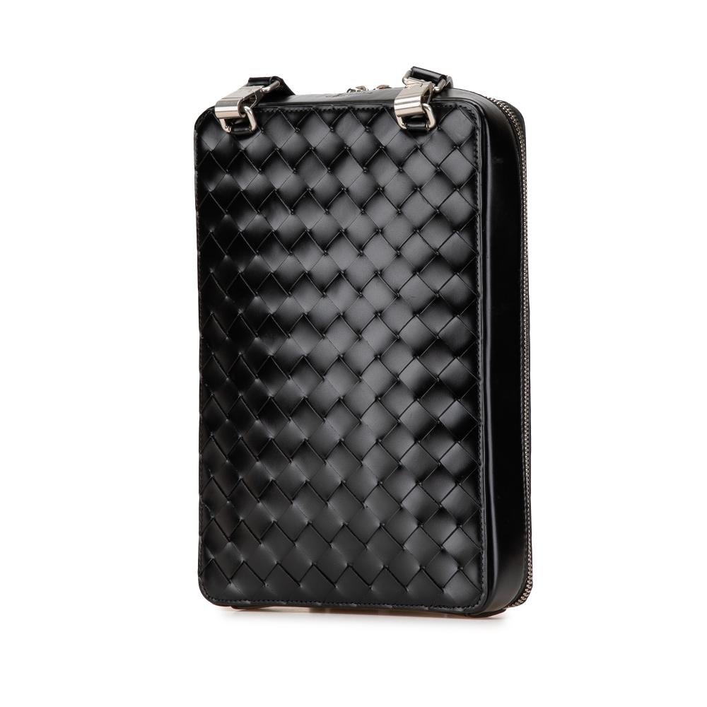 Black Leather Bottega Veneta Crossbody Bag