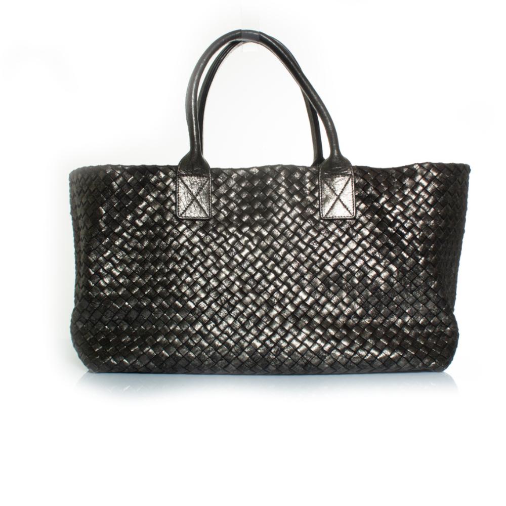 Black Leather Bottega Veneta Handbag
