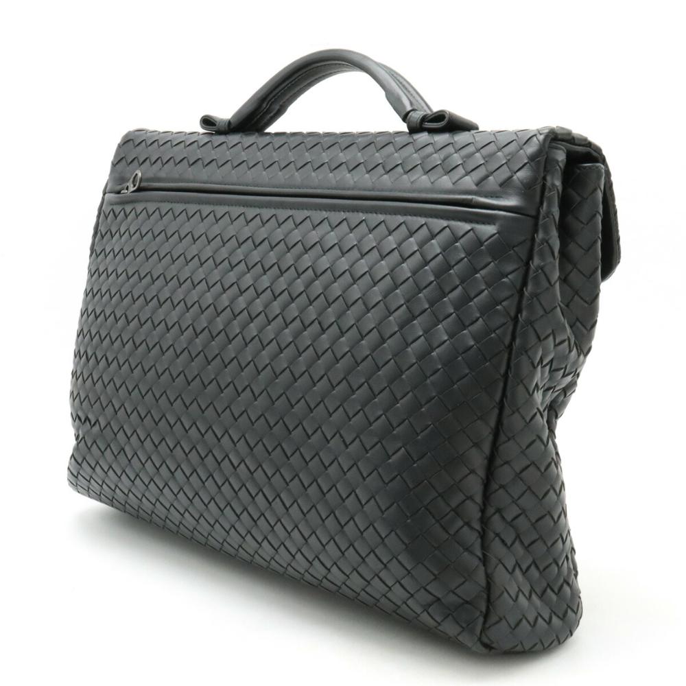 Black Leather Bottega Veneta Briefcase