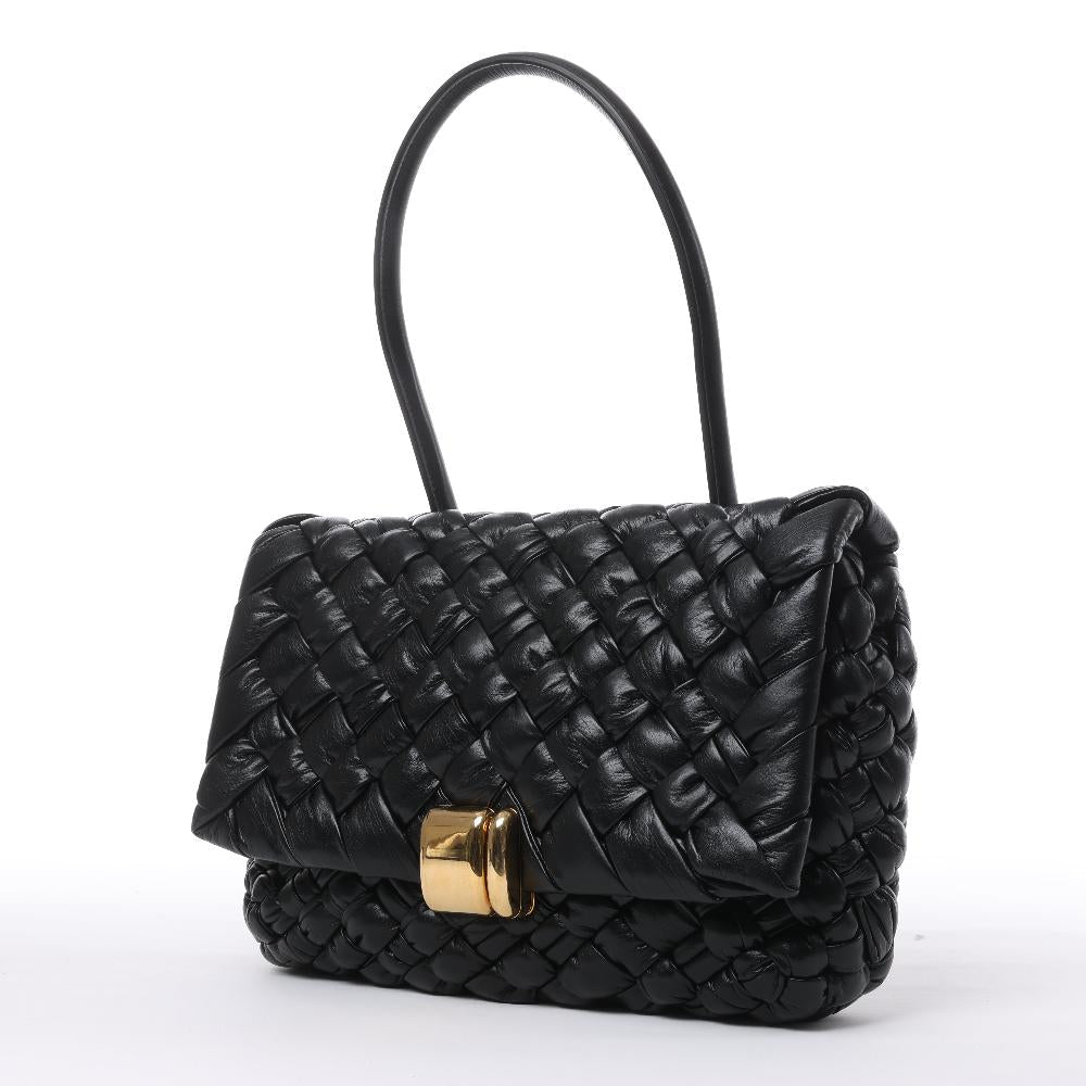 Black Leather Bottega Veneta Shoulder Bag