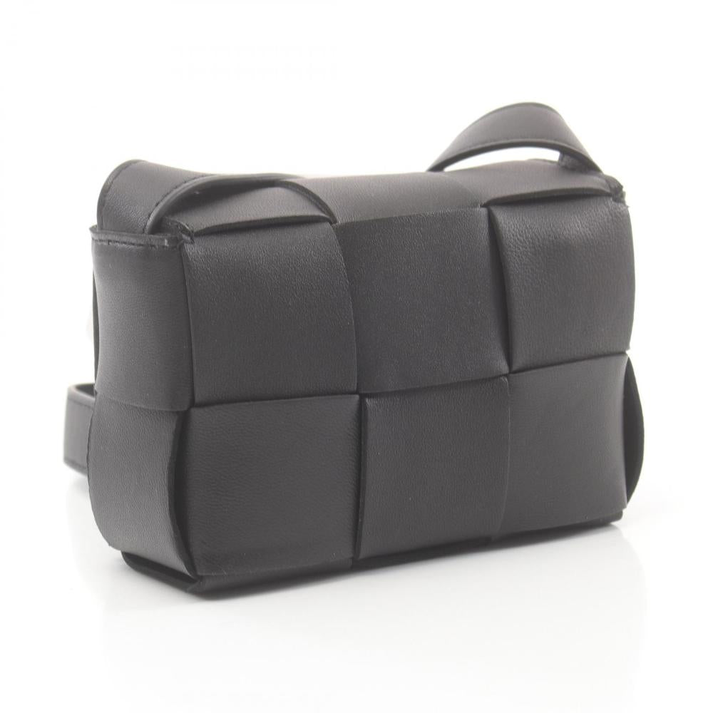 Black Leather Bottega Veneta Crossbody Bag