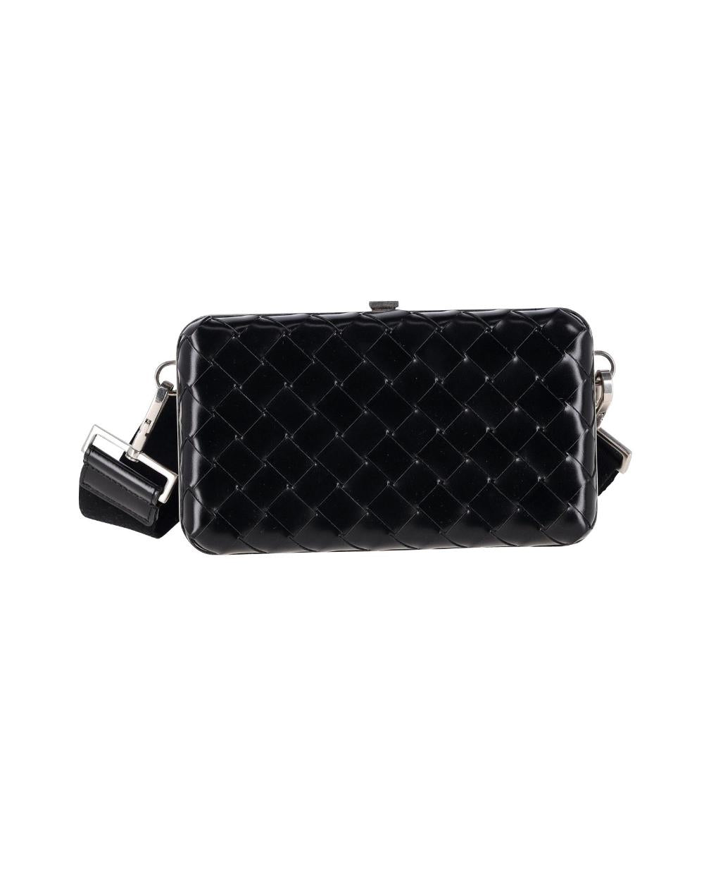 Black Leather Bottega Veneta Crossbody Bag