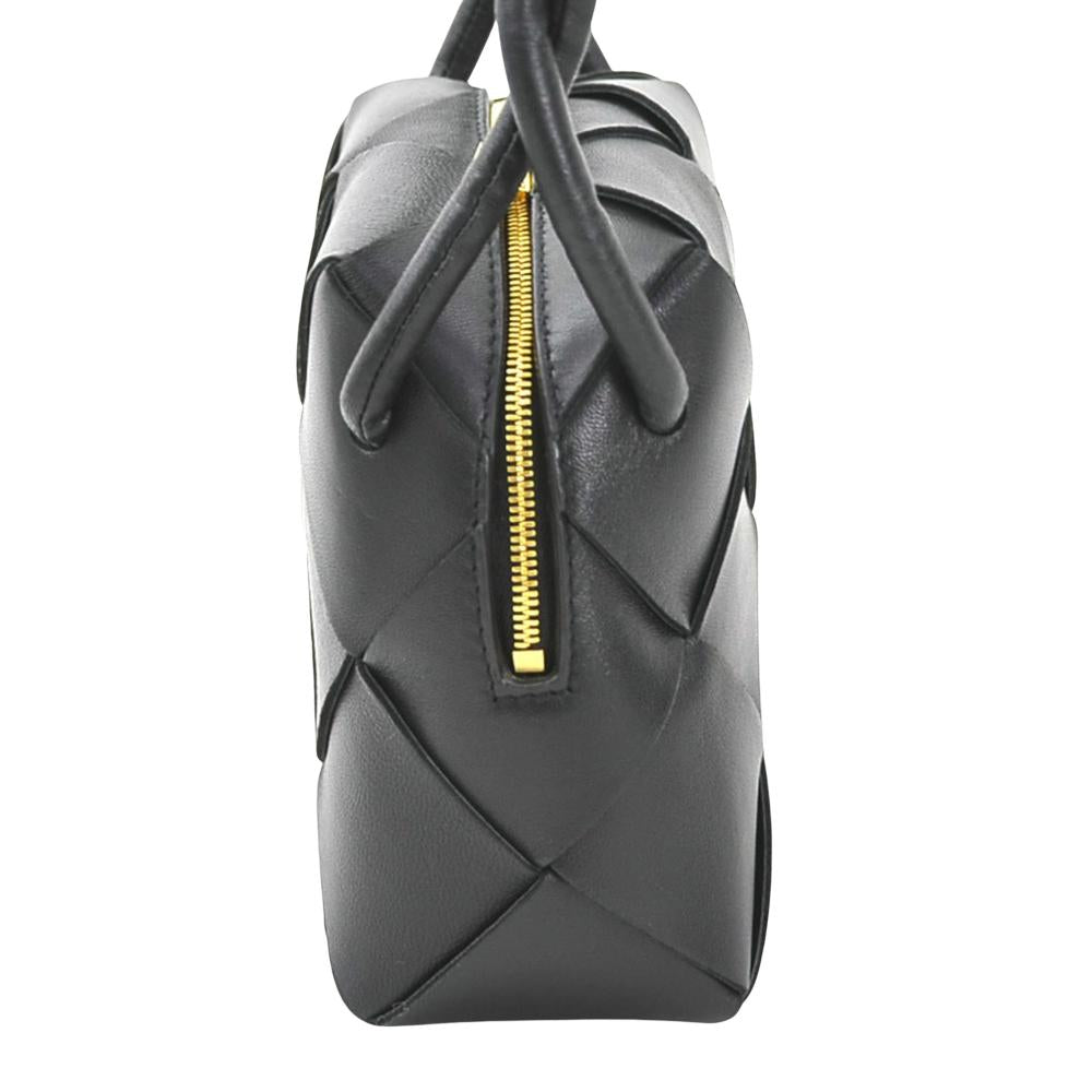 Black Leather Bottega Veneta Cassette Bag