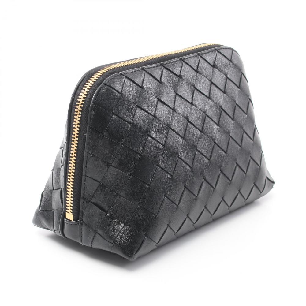 Black Leather Bottega Veneta Pouches