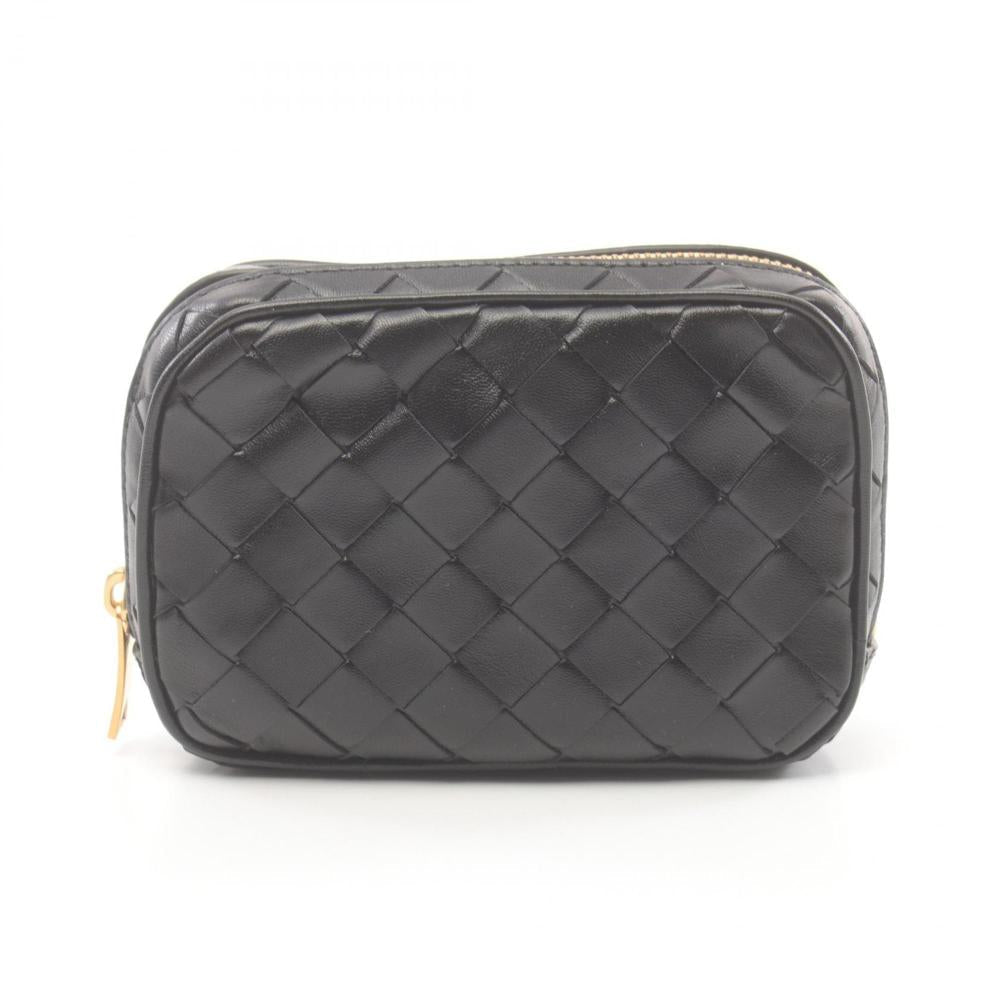 Black Leather Bottega Veneta Pouches