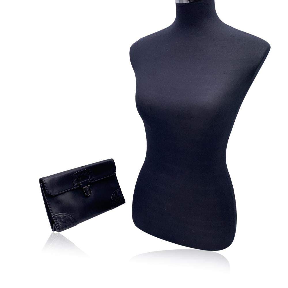 Black Leather Bottega Veneta Clutch