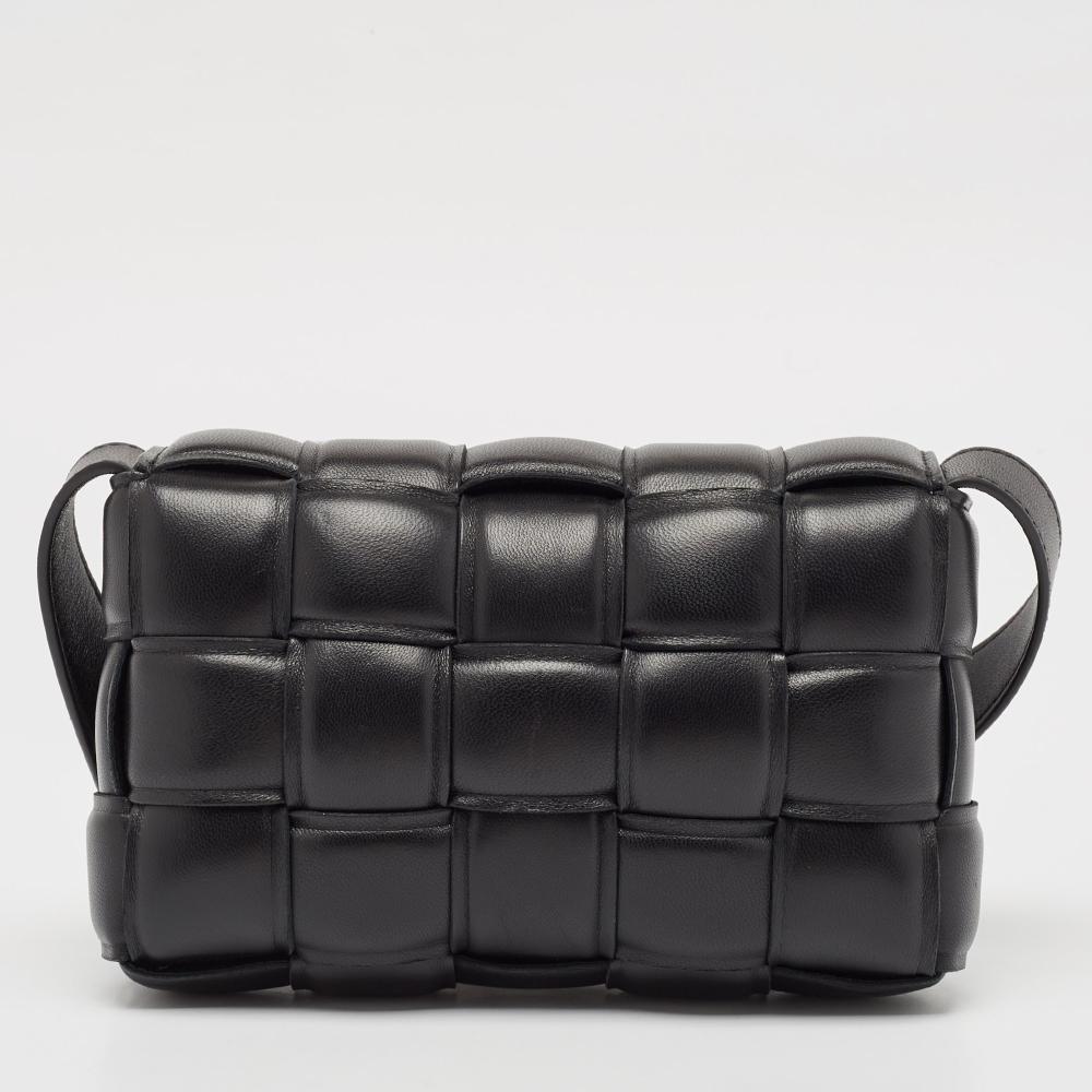 Black Leather Bottega Veneta Crossbody Bag