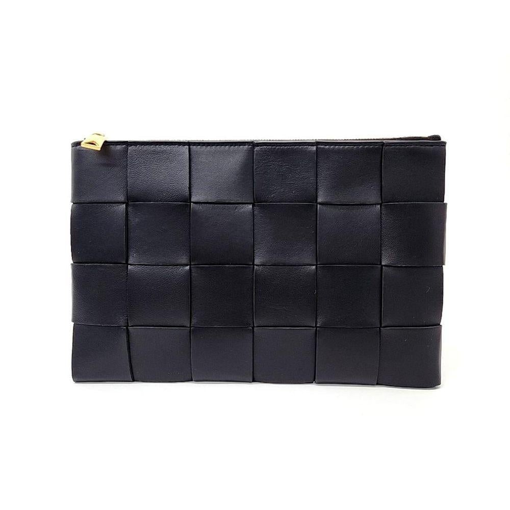 Black Leather Bottega Veneta Clutch