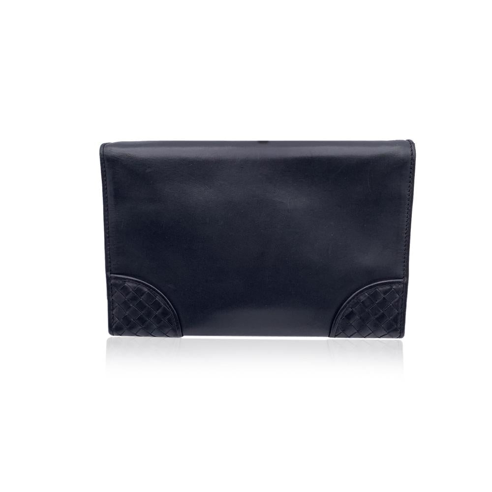 Black Leather Bottega Veneta Clutch