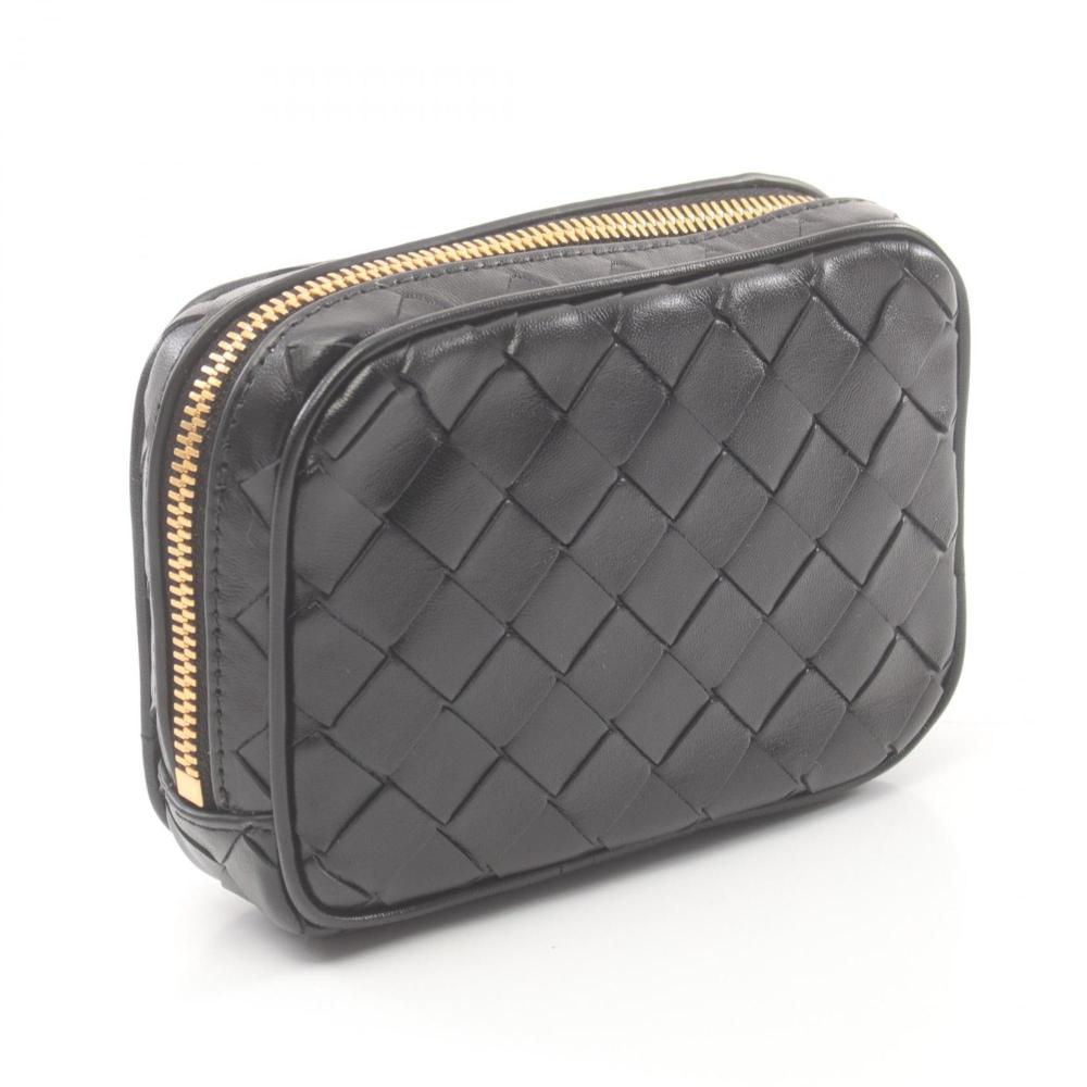 Black Leather Bottega Veneta Pouches