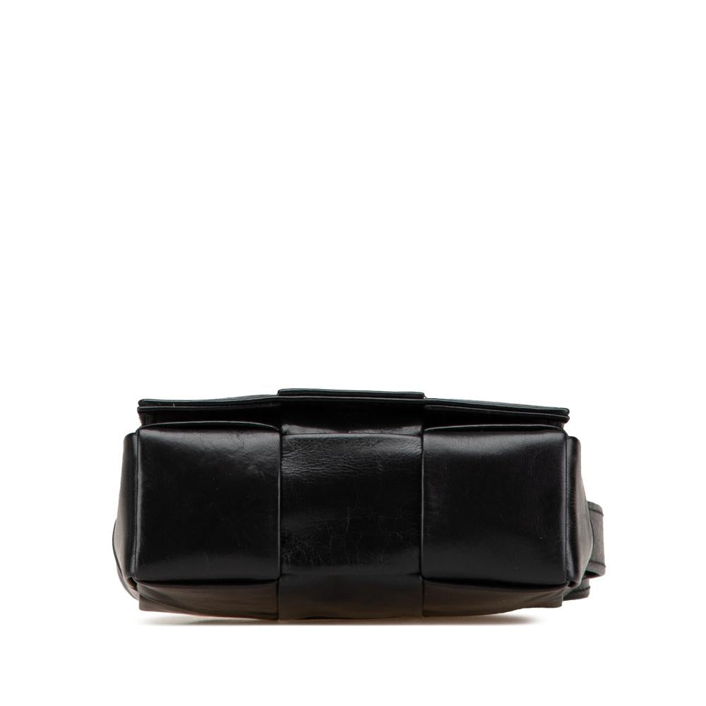 Black Leather Bottega Veneta Cassette Bag