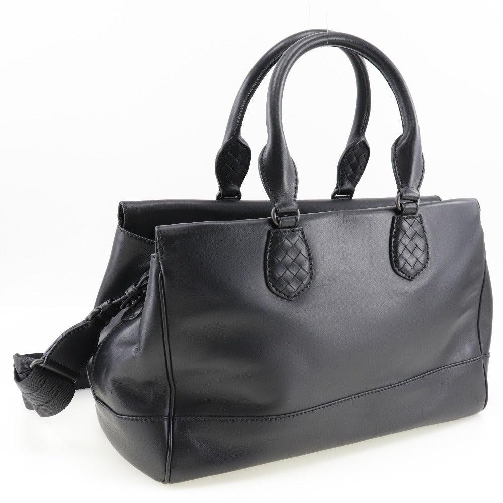 Black Leather Bottega Veneta Handbag
