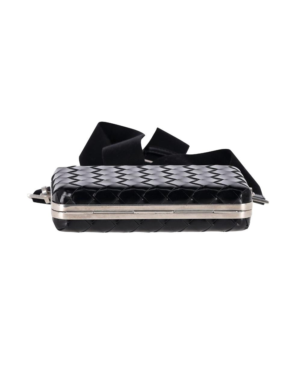 Black Leather Bottega Veneta Crossbody Bag