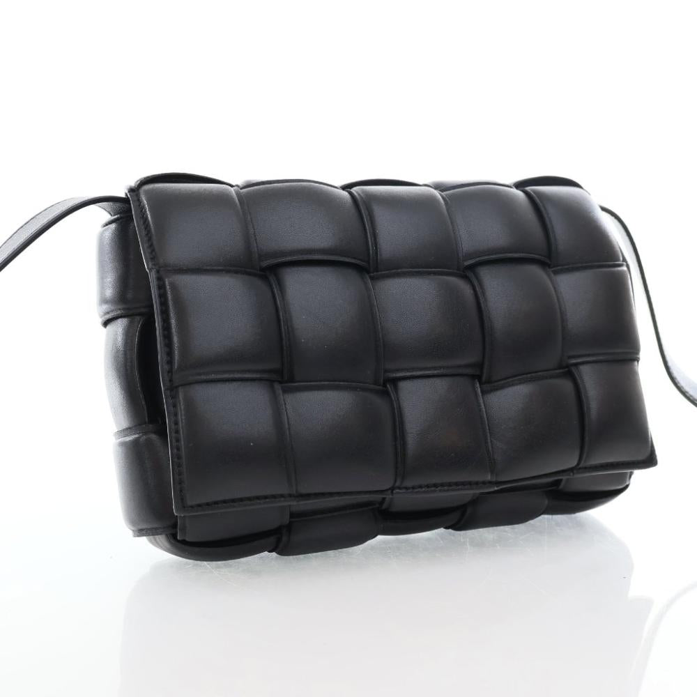 Black Leather Bottega Veneta Crossbody Bag