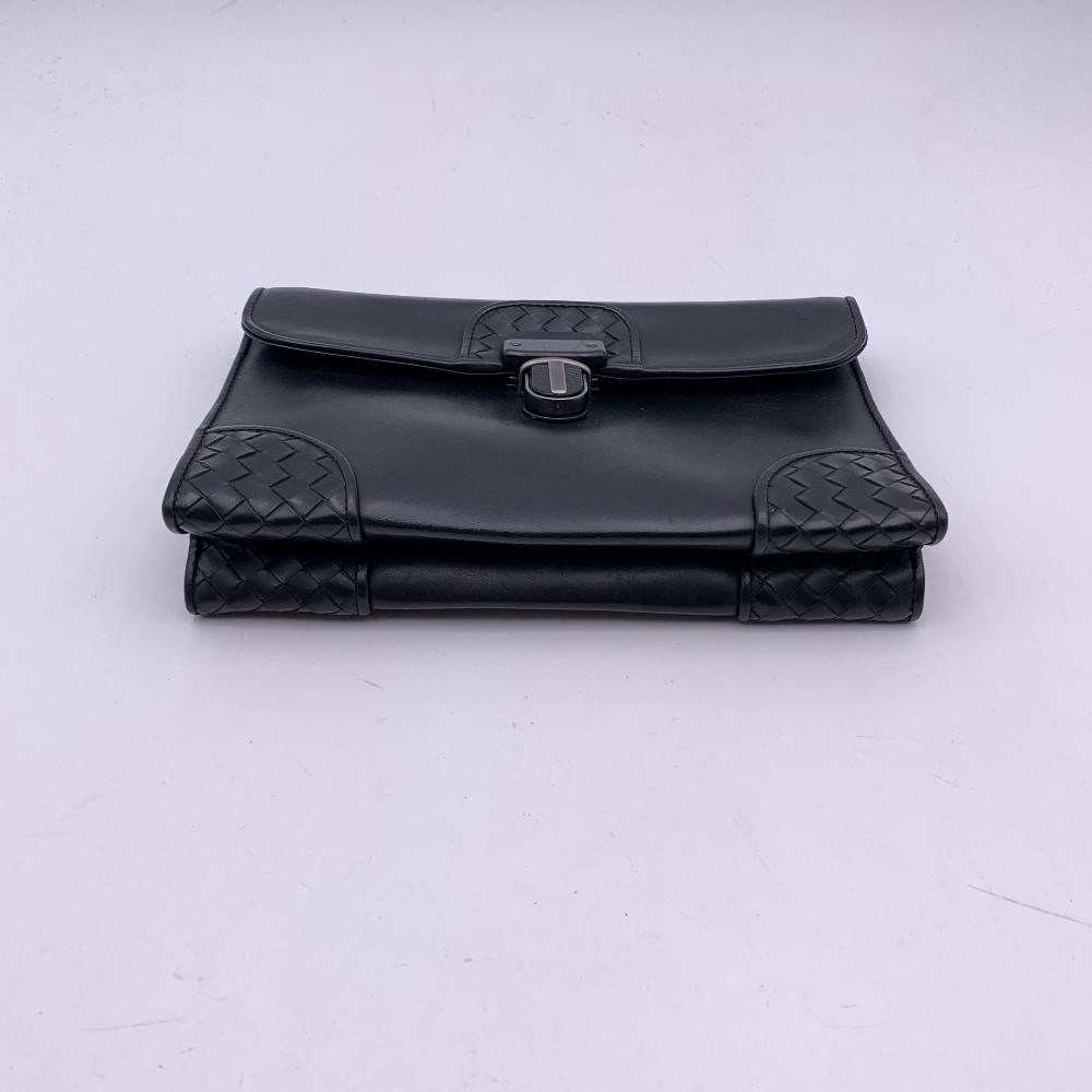 Black Leather Bottega Veneta Clutch