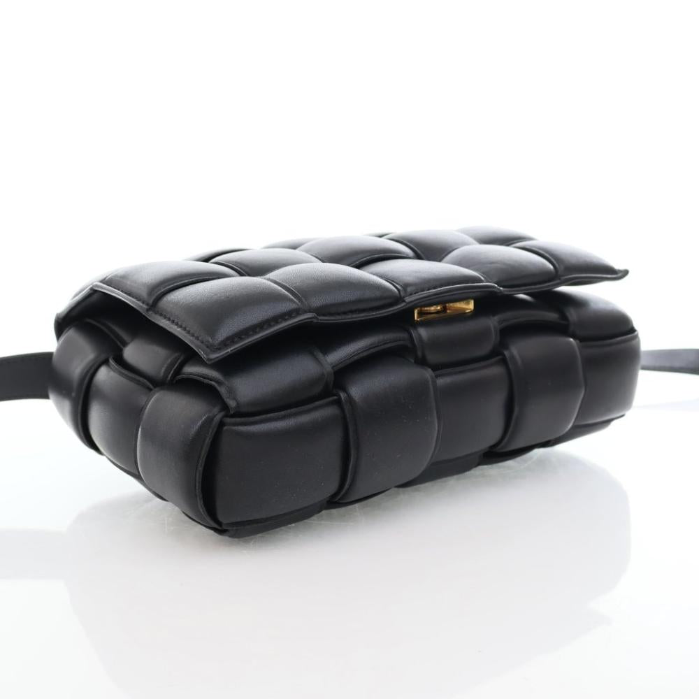 Black Leather Bottega Veneta Crossbody Bag