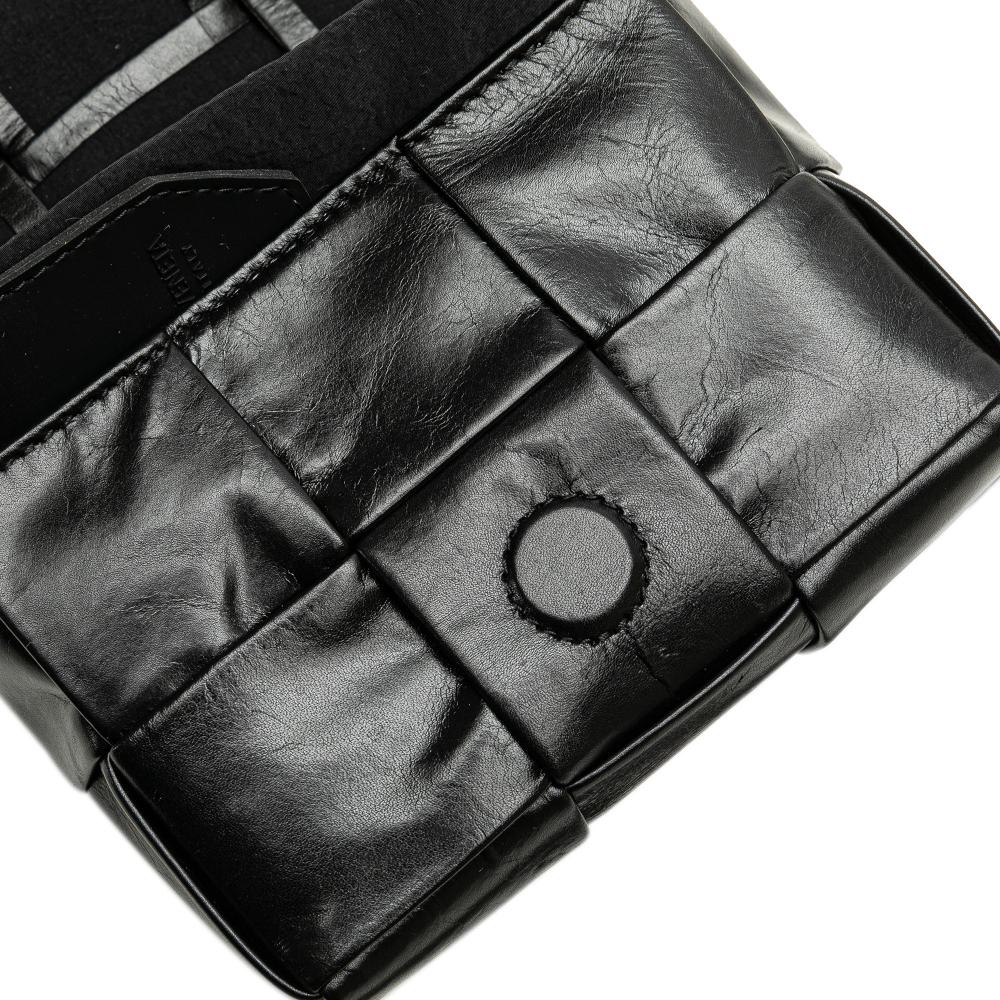 Black Leather Bottega Veneta Cassette Bag