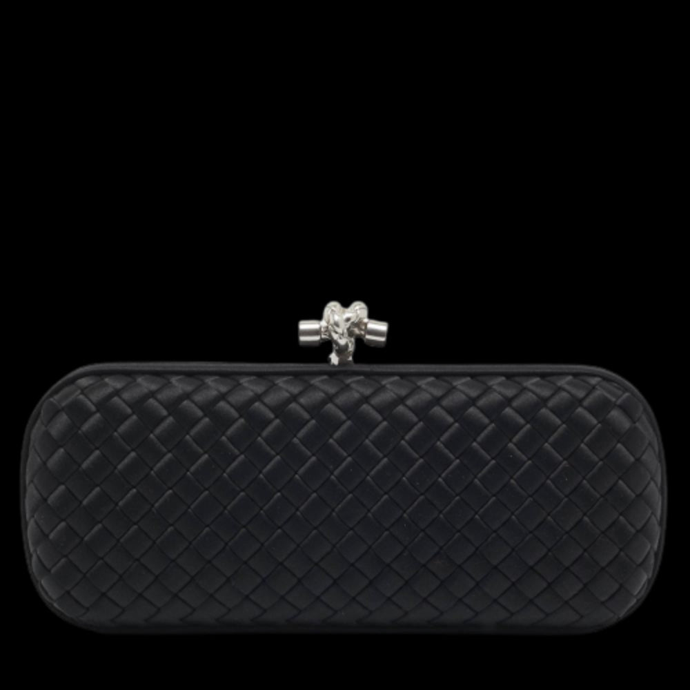 Black Satin Bottega Veneta Clutch