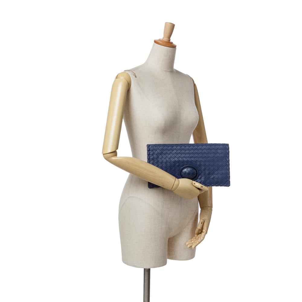 Blue Leather Bottega Veneta Clutch