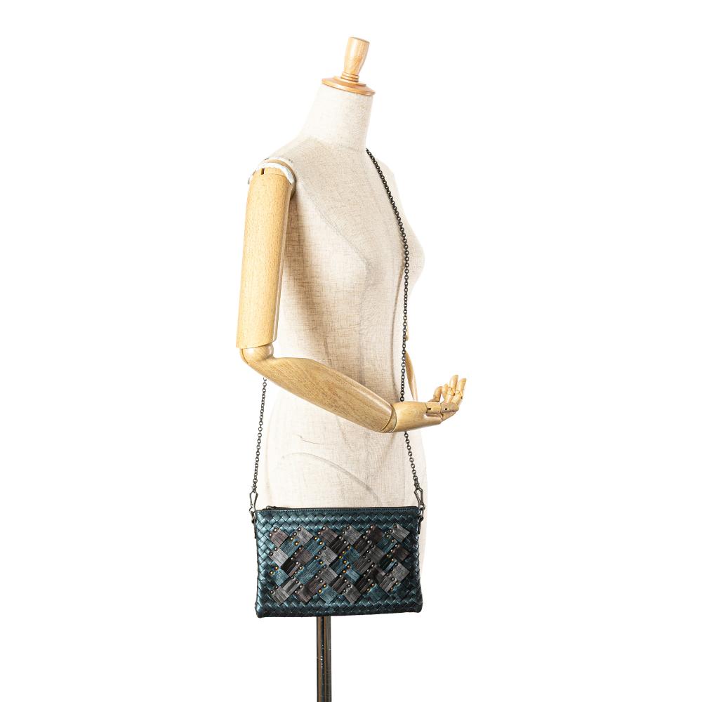 Blue Leather Bottega Veneta Crossbody Bag