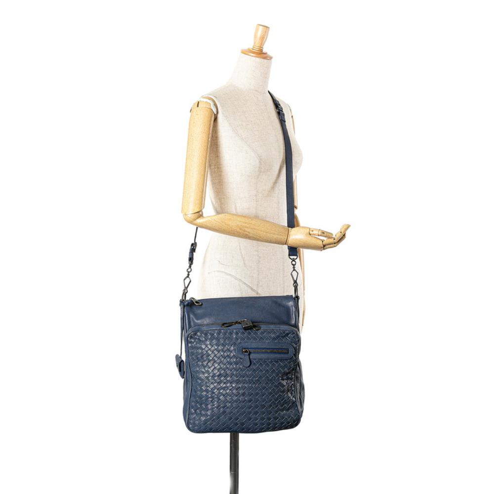 Blue Leather Bottega Veneta Crossbody Bag
