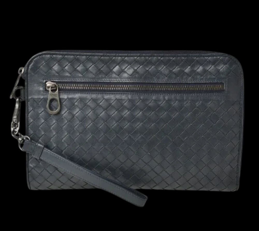 Blue Leather Bottega Veneta Clutch