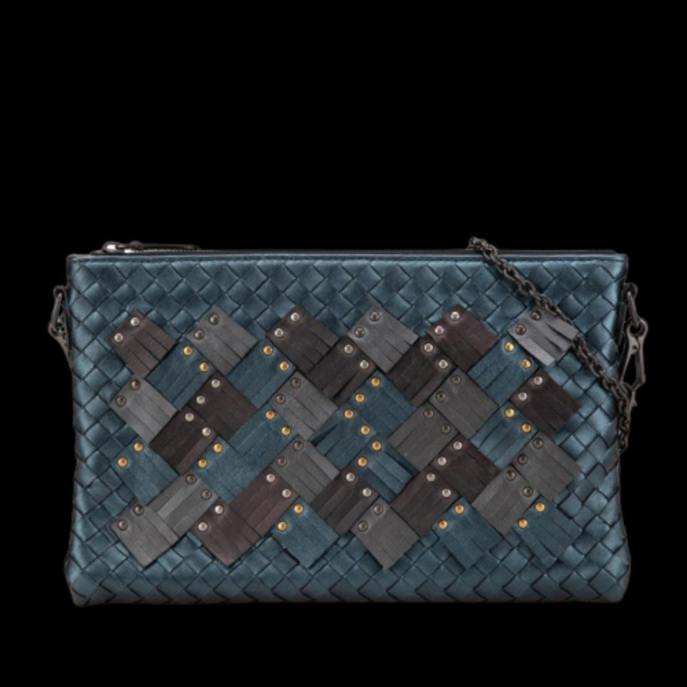 Blue Leather Bottega Veneta Crossbody Bag